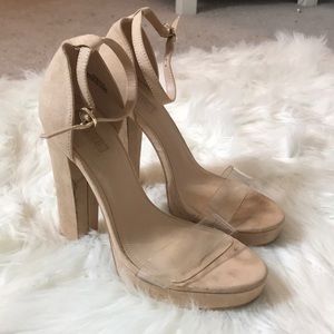 Nude and clear heels